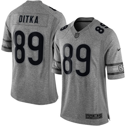 Men's Elite Mike Ditka Nike Jersey Gray - #89 Gridiron NFL Chicago Bears